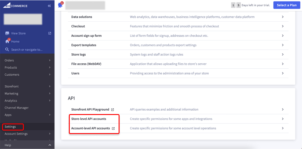 BigCommerce API Accounts