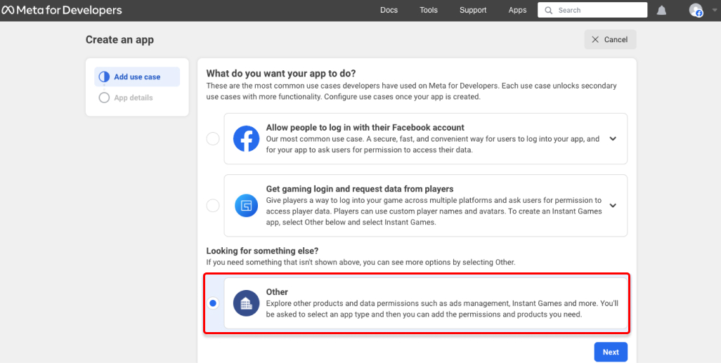 Facebook App Use Case