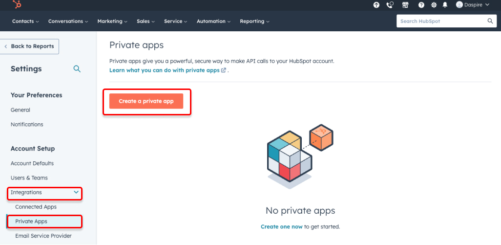 HubSpot Private Apps