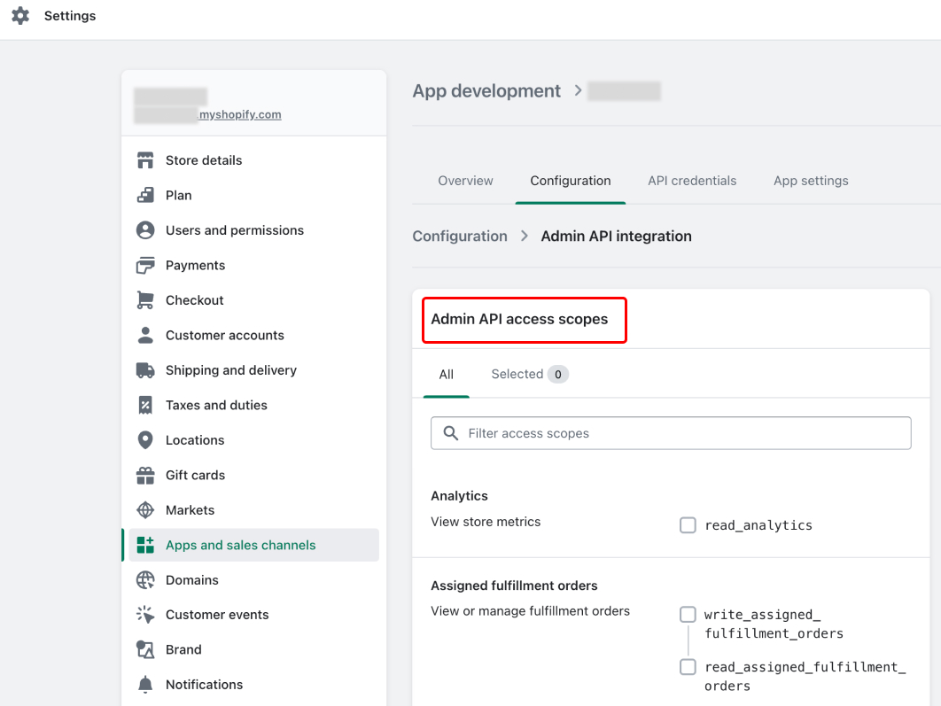 Shopify Access Scopes