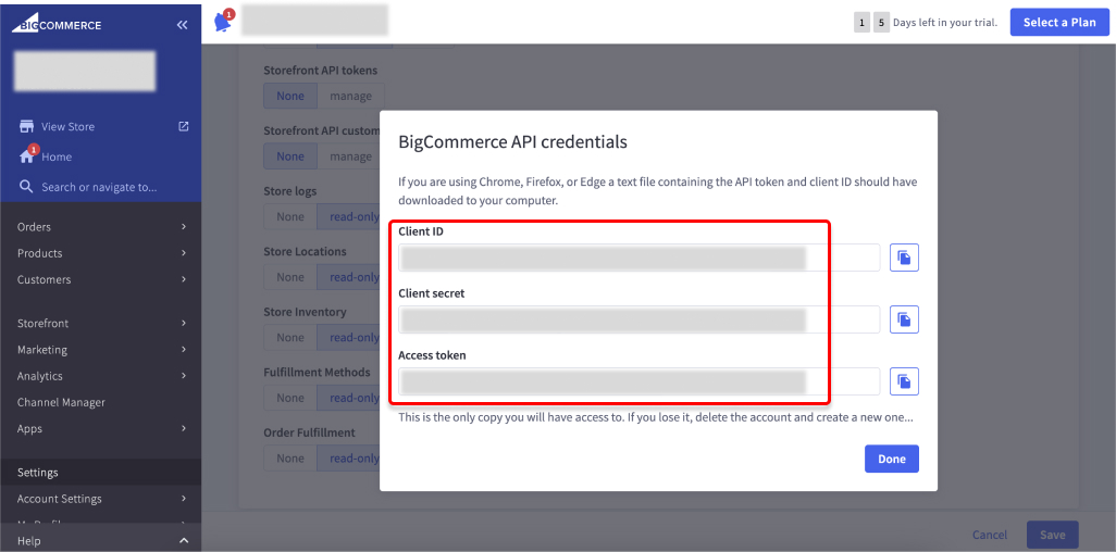 BigCommerce API Credentials