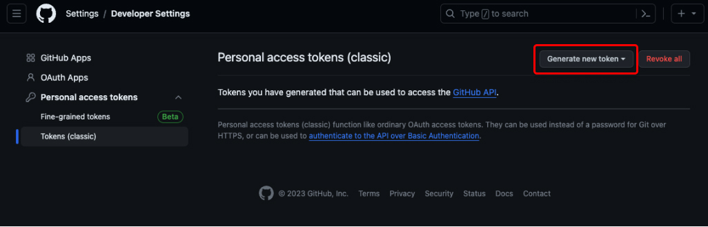 GitHub personal access token