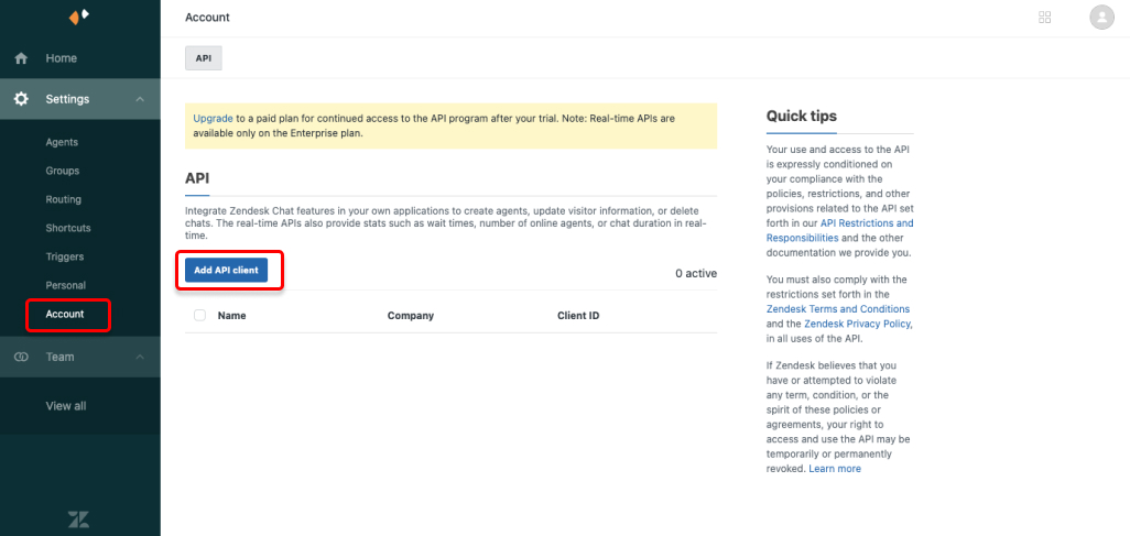 Zendesk Chat API Client